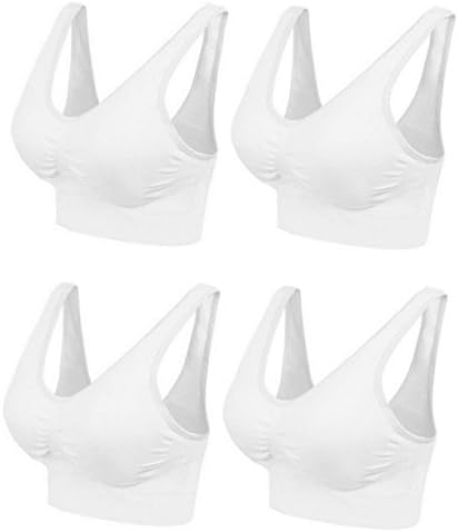 4 Pack Bra® The Ultimate Comfort Bra Padded (Inc 8 x Pads) Premium Quality Material - Seamless Support Comfort Bra 4X Black 4X White or 4X Nude - S-XXXXL!