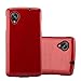 Produktbild Cadorabo Hülle für LG Nexus 5 - Hülle in ROT – Handyhülle aus TPU Silikon in gebürsteter Edelstahloptik (Brushed) Silikonhülle Schutzhülle Soft Back Cover Case Bumper