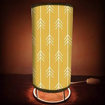 Nutcase Designer Table Floor Lamp for Living Drawing Room Bedroom with ON Off Switch-Printed Fabric-6Diameter 14Height - Arrow Ends - Yellow