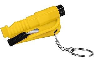 GADIRIA Rompe Cristales y cortador de cinturón de seguridad. Dispositivo de Seguridad para emergencias indispensable en su Coche Que Incluye Silbato para Pedir Ayuda a Distancia. (Amarillo)