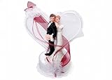  Tortenaufsatz Tortenfigur Hochzeit PMF28 Brautpaar weiß/bordo