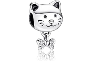 Rimgoris Breloque en argent sterling 925 pour femme, bracelets, collier, fête des mères, anniversaire, chat, fermoir en cristal, chaîne de sécurité, coccinelle, chat, jouets en peluche