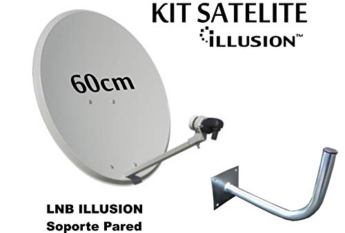 Kit Antena PARABOLICA 60cm Marca Tecatel + Soporte Pared + LNB Illusion