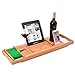 Produktbild JIANGJIE Badewanne Caddy Tablett Bambus Luxus Einstellbare Wasserdichte Dusche Lesegestell, Tablet-Halter, Handy-Tray und Weinglashalter