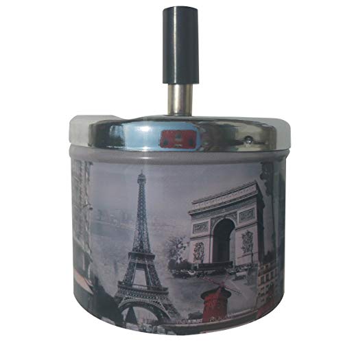 Condello Casa Cendrier avale-fumée en métal avec couvercle rotatif pour cigarettes, cigare. Pour auto, intérieur/ extérieur, maison, Aluminium, france, 9cm Lx9cm Wx12cm H