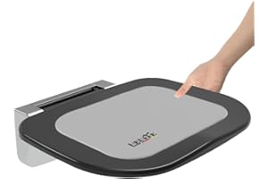 Heuffe Sgabello Doccia Pieghevole a Muro，Sedile per Doccia da Parete Ribaltabile，Sedia da Doccia Disabili e Anziani 200kg (nero)