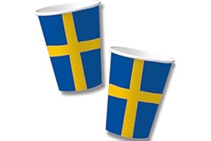 DH-Konzept 10 Becher * SCHWEDEN * für Mottoparty, Länderparty und Geburtstag Sweden Skandinavien Pappbecher Partybecher Kinder Geburtstag Party Set