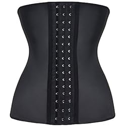 FeelinGirl Femme Sexy Corset Bustier Sérrée-Taille Ceinture en Latex Ventre Plat Minceur Noir XXS