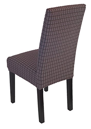 SCHEFFLER-HOME Nelly Stuhlhusse 1 Stück, Stretch-Stuhlbezug elastische moderne Husse, Dekoration Stuhl-Abdeckung aus Elastik-Stoff mit Gummiband für universelle Passform, bi-elastic Spannbezug, elegant und weich – Grau - 3