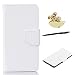 Produktbild Microsoft Lumia 650 Hülle, Nokia N650 Schutzhülle Leder Hülle, Alfort 3 in 1 Flip Wallet Fashion Design Dual Use Falten Premium PU Leder Tasche Case Cover Folio Mappen Kasten Abdeckung für Microsoft Lumia 650 / Nokia N650 5.0" Smartphone Funktion Unterstützte Telefone ( Weiß ) + Netter Staub Stecker + Alfort Schwarz Stylus Pen
