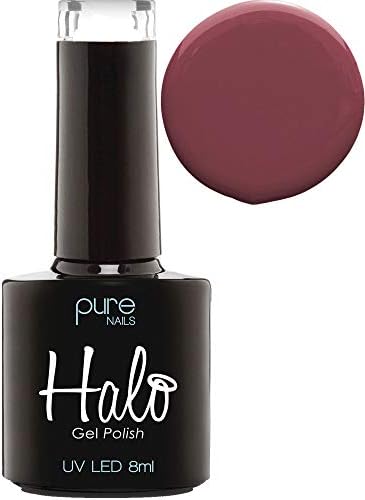 Halo Gel Polish 8ml - Soft Mauve. UV/LED Gel Nail Polish, Long Lasting & Easy To Apply. Nail Art Colours For Manicure & Pedicure. Gel Polish For Professional & Home Use.