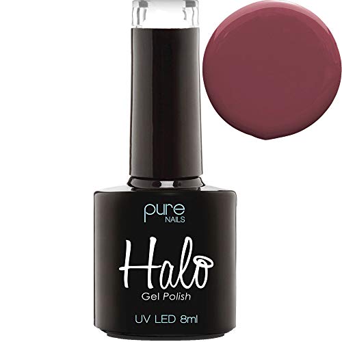 Halo Gel Polish 8ml - Soft Mauve. UV/LED Gel Nail Polish, Long Lasting & Easy To Apply. Nail Art Colours For Manicure & Pedicure. Gel Polish For Professional & Home Use.