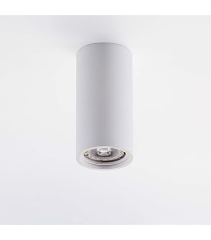 Applique Da Muro Eurekaled In Gesso Ceramico - Design Cilindrico, 2 Faretti GU10, Verniciabile - Foto 3