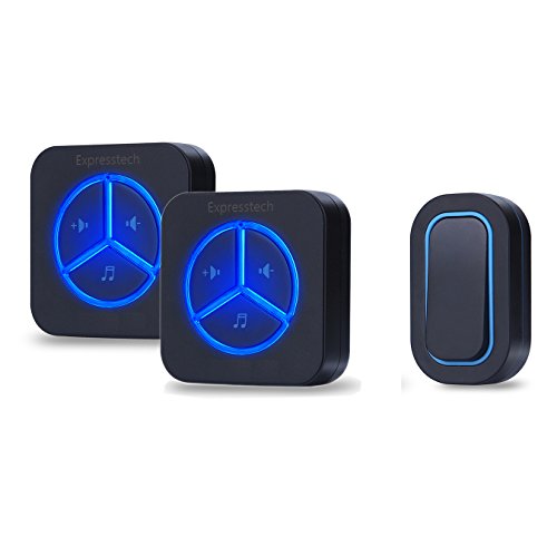 Preisvergleich Produktbild Expresstech @ Funk Türklingel Kit Kabellose Funkklingel 48 Klingeltöne einstellbar Lautstärkestufen 300m 2 Empfänger & 1 Sender