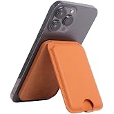 Pluginn Apple iPhone İ&ccedil;in Magsafe Deri C&uuml;zdan Kartlık Mfı Lisans Apple Find My &Ouml;zellikli Takip Edilebilir - Amber Turuncu