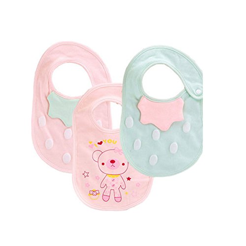 Set of 3 Lovely Cotton Buckle Baby Bib Saliva Towel #5