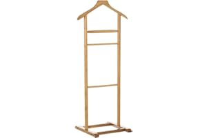 Relax World Servo Muto in Legno Naturele di Quercia,Servomuto Appendiabiti Indossatore per Camera da Letto e Spogliatoio,Multifunzionale,Dimensioni P36xL48xH107 cm (Naturale)