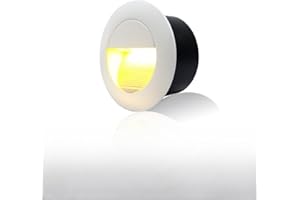 FWoche 3W Applique Encastré Murale, Lumières d'escalier rond, Blanc chaud applique avec boîte encastrée, 230V eclairage mural alu etanche escalier encastrable marchepied, Blanc, IP65