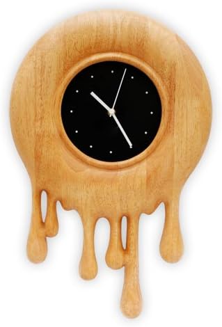 Original/Genuine/Designer Work Melting Shaped Clock Wall Clock/Creative Home Wood Clocks,12 Inch,Wood
