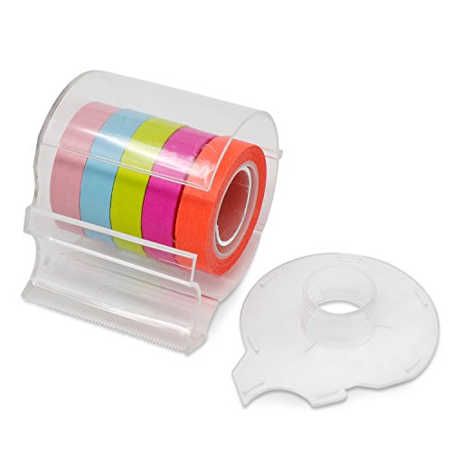 PsmGoods® Dekorative Washi Klebeband 10 Rolls bunten DIY Sticky Masking Klebeband (Bunt mit Klebebandhalter) - 2