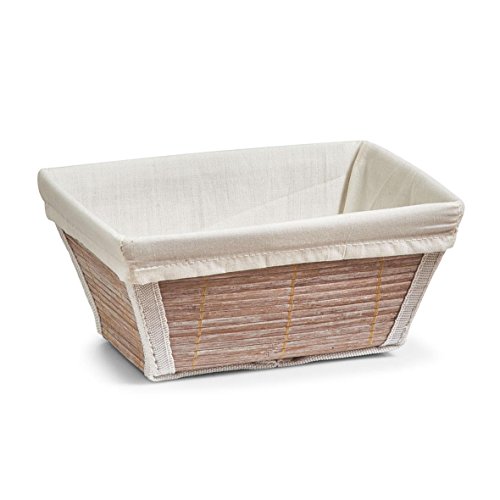 Zeller Aufbewahrungskorb Bamboo 2er Set, 14 x 14 x 9 cm rechteckig und 19 x 14 x 9 cm quadratisch, Bambus und Stoff; als Brotkorb oder Deko-Körbchen für Bad-Utensilien - 3