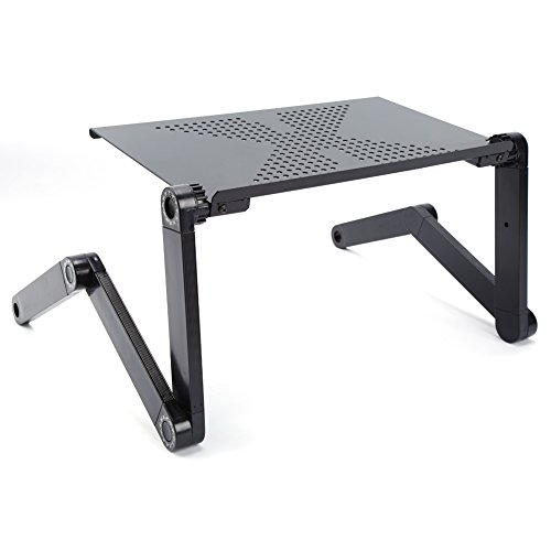 Einstellbare Laptoptisch Betttisch Notebooktisch Aluminium Notebookständer Laptopständer Schreibtisch Ständer Klapptisch mit Löcher Mausplatte - 2