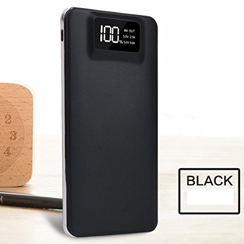 ZHRUYY Smart Digital Display, Mobile Power, Slim 20000 Mah, Cold Screen, Apple 8/8P/X Wireless Charging Treasure, LED Flashlight, USB Output, Samsung Note5/8,Black