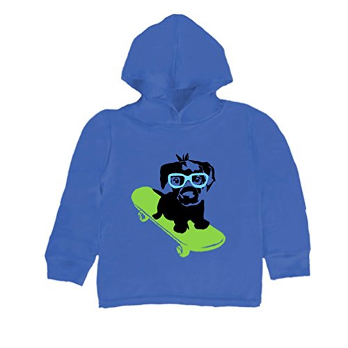 Inda-Bayi Baby-Toddler-Kids Cotton Hoodie T Shirt - Dog On a Skateboard