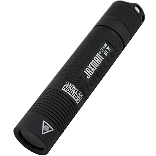 JAXMAN UV Schwarzlicht Taschenlampe U1 Ultraviolett 365nm 3w Gelddetektor Taschenlampe/1x18650-Batterien Haustiere Urin-Detektor für eingetrocknete Flecken Ihrer Hunde (UV 365nm)