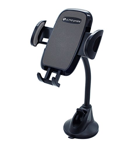 ULTRAPROLINK Gooseneck Mini | Black | Universal Mobile Mount for Car Windscreen with Flexible Goose Neck | Secure Holder with Strong Suction | Can Be Used Horizontally & Vertically | UM0078