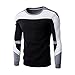 Price comparison product image Hansee Men's T-shirt, Long Sleeve Patchwork Sweatshirt Round Neck Sport Outerwear (L, Black)
