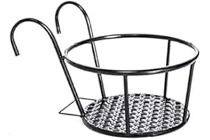 BSTCAR Doniczki do zawieszenia, uchwyt na doniczkę, regał na kwiaty z żelaza, uchwyt do ogrodu, na balkon, okrągłe, do ogrodu, 22 x 22 x 12 cm