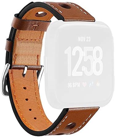 Smart watch goodbenemall Leather Porous Breathable Wrist Strap Bracelet Watch Band for Fitbit Versa