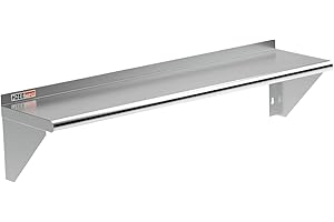 HZEEMFG Stainless Steel Wall Mounted Shelf 12 x 48 Inches 4ft, Heavy Duty Commercial Food Service Storage Metal Rack Shelves for Commercial Kitchen, Home, Hotel,Restaurant, Garage and Laundry