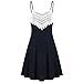 Produktbild Longra Damen Sommerkleider Ärmellos Spitzenkleider Basic Kleider Shirtkleid Freizeitkleid Damen Tank Tops Longshirts Lace Tunikakleid Kinelang Strandkleid Kurz Minikleid (Black 08, M)