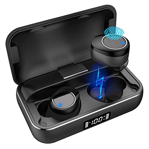 ODOMY Cuffie Bluetooth in Ear Sport, Auricolari Senza Fili con Mini Caricatore Box Impermeabile IPX5 Nero, Compatibile con Android PC con 3 Coppie di Manicotti di Ricambio