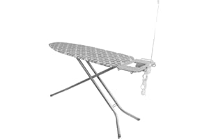 METROX Advanced PRO deska do prasowania z przedłużeniem gniazdka, uchwytem na kabel, półką na żelazko, antypoślizgowa – regulacja wysokości do 99 cm, składana, powierzchnia prasowania 120 x 42 cm