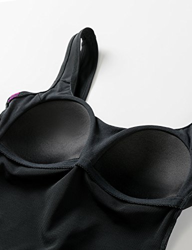 Delimira Damen Einteiler Bademode – Gestreift Schalen Slim Schwimmanzug - 5