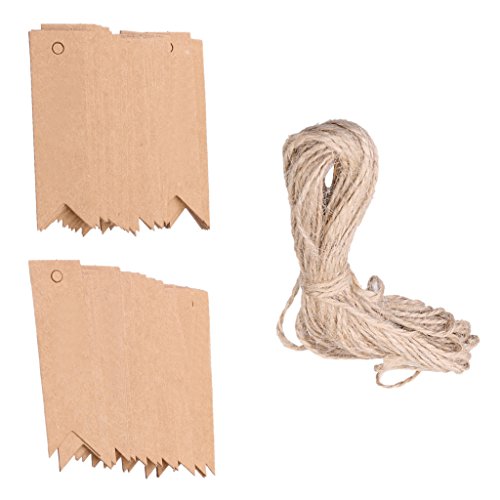 100 Kraftpapier Tag Hochzeit Bonbonniere Geschenkaufkleber Geschenkanhänger Hängeetiketten Anhängeetiketten - 8