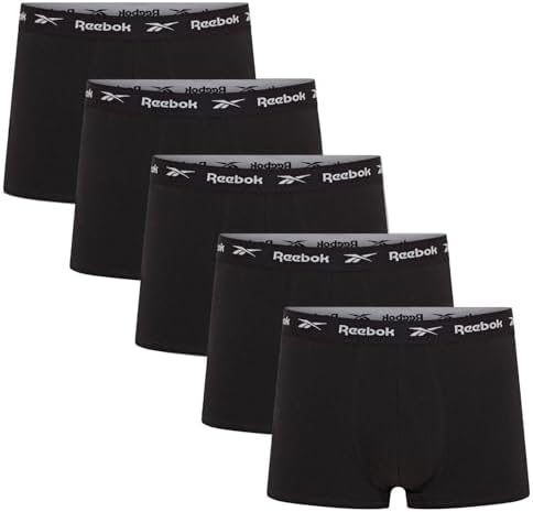 Reebok Boxer Boyes da Uomo | Confezione da 5 Boxer Sportivi da Uomo, Intimo Traspirante ed Elasticizzato in Misto Cotone | Boxer in Confezione Multipla