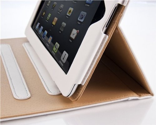 iPad 4 Hülle – JAMMYLIZARD Ledertasche Smart Cover mit Standfunktion (mit Retina) für iPad 4. 3 & 2, WEIß & HONIG - 6