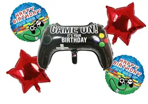 Days OFF Cartoon Toon Character Foil Balloons for Kids Birthday Decoration (5 Pcs) (It?s Your Birthday Gamer Controller)
