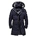 Produktbild EUZeo Herren Winter Slim Fit Wollmantel Business Überzieher Schlank Lange Windbreaker Jacken Baumwolle Gepolstert Kapuzenjacke Sweatjacke Einfarbig Wintermantel Coat