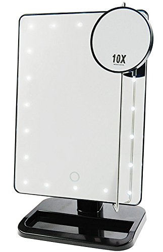 Stellspiegel mit LED Beleuchtung, Kosmetex Tisch-Spiegel drehbar Kosmetik Schminkspiegel – Zusatzspiegel mit 10-fach Vergrößerung - 2
