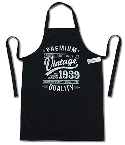 My Generation Gifts 1939 Vintage Year - Aged To Perfection - Regalo di Compleanno per 80 Anni Uomo Grembiuli Nero