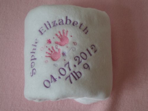 Personalised fleece baby blanket - Handprint design (White Blanket)
