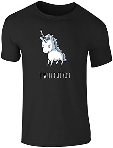 Unisex Mens Stabby Unicorn Cut You Steam Punk T Shirt UK Size S-XXL (Small) Black