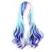 Produktbild SuperCimi Cosplay Perücken lange Kostüm 2 Töne blau gemischt lila lockige Welle Ombre bunte Haar Perücken mit Pony Party Perücke (Multi-Color)
