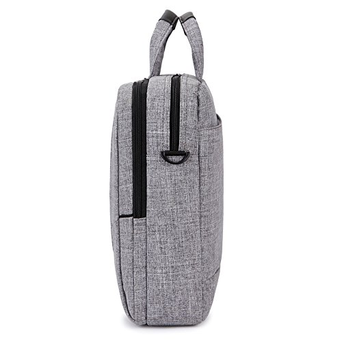 BRINCH 15,6 Zoll neue weiche Nylon stoßfest Laptop Computer Umhängetasche Messenger Bag Aktentasche mit Taschen & Griffe und abnehmbaren gepolstertem Schulterriemen für 15 – 15,6 Zoll Laptop / MacBook / Notebook / Chromebook / Tablet Computer, Hellgrau - 8