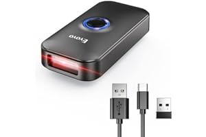 Eyoyo Mini 2D Bluetooth Barcode Scanner, 3 in1 Bluetooth & USB Kabel & 2.4G Wireless Barcode Leser, Portable Bar Code Scannen mit Windows, Android, iOS, Tablets oder Computer(1D 2D QR Schwarz)